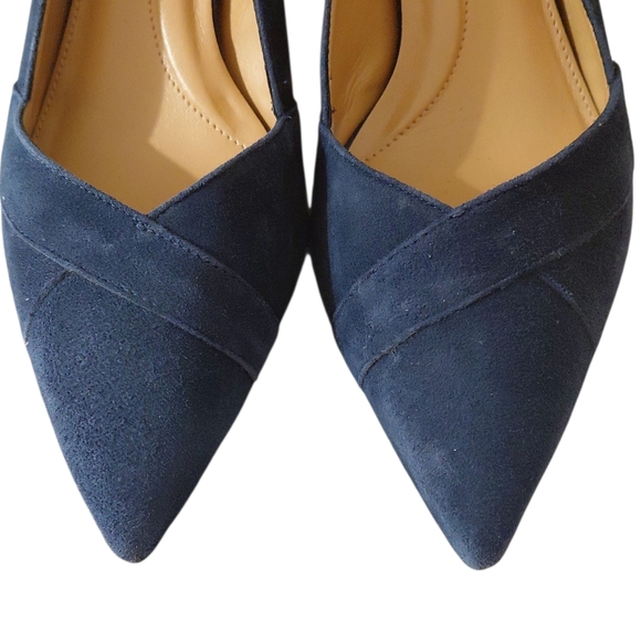 Talbots Erica Classic Blue Suede Heels Pointed Toe Kirren Heel Pumps Size 9 - Picture 4 of 10